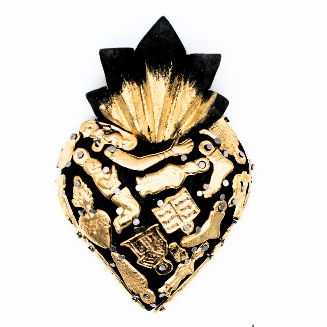 Milagro Hand {Black, Gold Charms} – Mexico In My Pocket