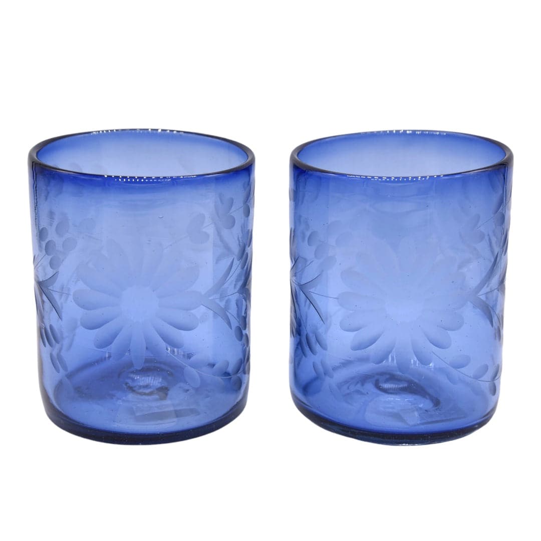 Emma K Designs: Retro Blue Floral Glass Tumbler