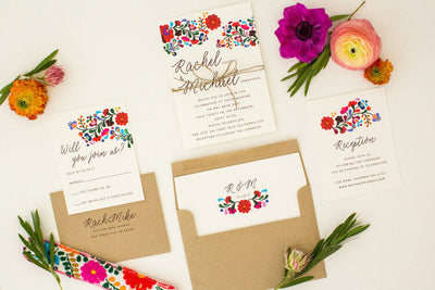 Wedding Stationery Inspired by a Mexican Embroidered Dress