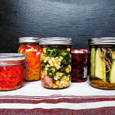 Spicy Pickle Jars with Habañeros and Jalapeños