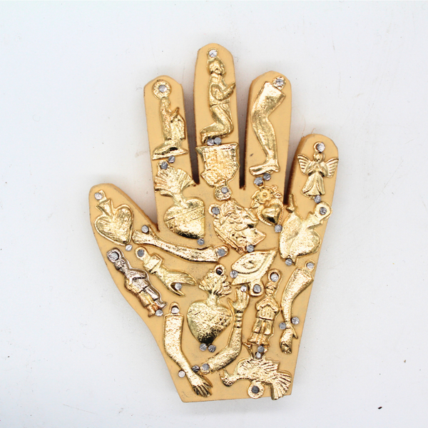 Milagro Hand {Black, Gold Charms} – Mexico In My Pocket