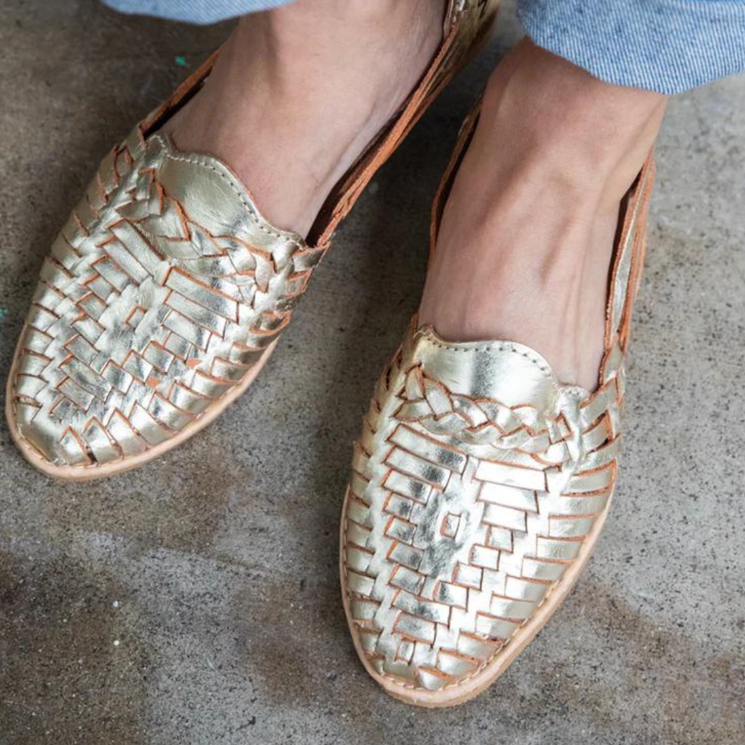Gold Leather Huaraches Sandals Mexico In My Pocket