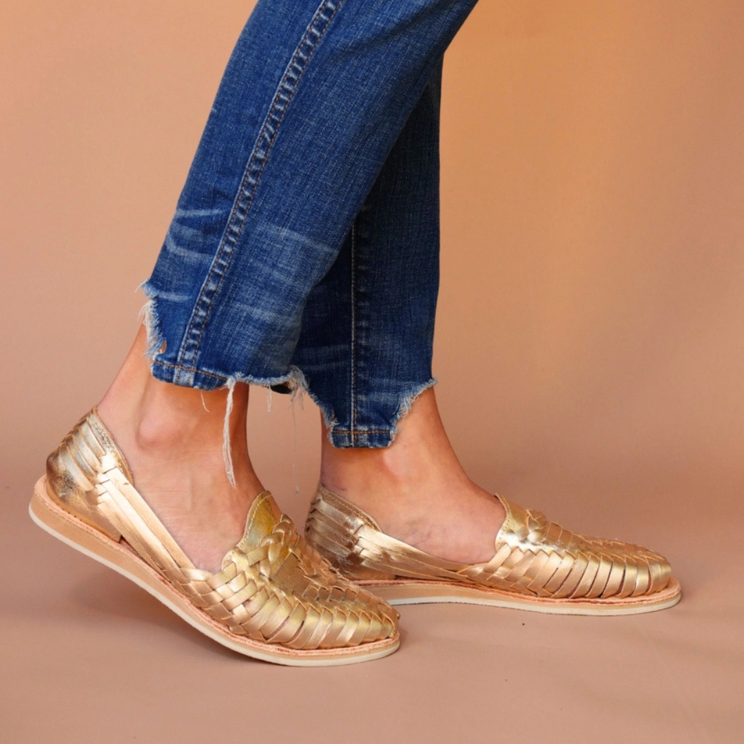 Gold Leather Huaraches – Mexico In My Pocket