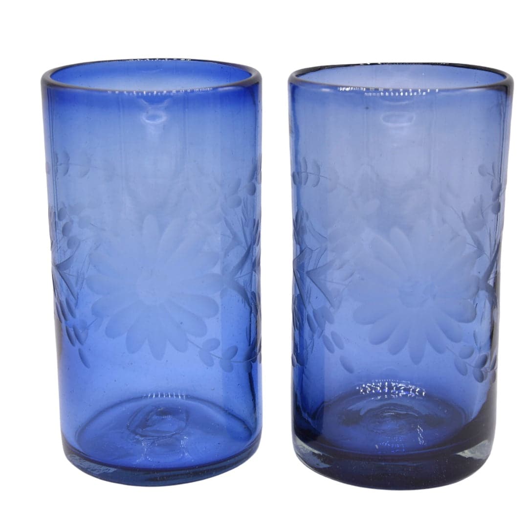 Two blue drinking glasses